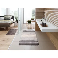 Kleine Wolke Badematte »Phoenix«, Höhe 35 Mm, Rutschhemmend Beschichtet, Fußbodenheizungsgeeignet, Badteppich, Gestreift, Hoch-Tief Effekt, Waschbar