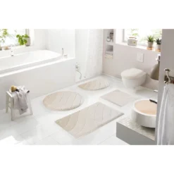 Kleine Wolke Badematte »Donna«, Höhe 20 Mm, Rutschhemmend Beschichtet, Fußbodenheizungsgeeignet-schnell Trocknend, Wellen Design, Pastell, 3-tlg. Set, Rechteckig & Rund Erhältlich -Kleine Wolke 8bc09ed3cfd70eac41a022ed7aa36f37