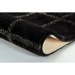 Kleine Wolke Badematte »Grid«, Höhe 22 Mm, Rutschhemmend Beschichtet, Fußbodenheizungsgeeignet, Badteppich, Karo Muster, Mit Goldfarbenen Metallfasern, Waschbar -Kleine Wolke c2d82a1416857f7c4b4244f719c51958