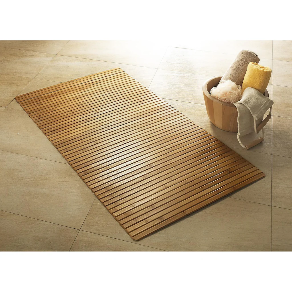 Kleine Wolke Badematte »Bambus Holzmatte«, Höhe 5 Mm, Rutschhemmend Beschichtet, Fußbodenheizungsgeeignet, 100% Bambus 3 Kleine Wolke Badematte »Bambus Holzmatte«, Höhe 5 Mm, Rutschhemmend Beschichtet, Fußbodenheizungsgeeignet, 100% Bambus – Bild 3