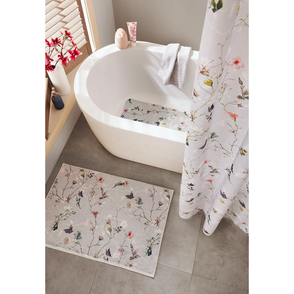 Kleine Wolke Badematte »Flores«, Höhe 5 Mm, Rutschhemmend Beschichtet, Fußbodenheizungsgeeignet, Romantisch Verspieltes Design Mit Blumen Und Schmetterlingen 5 Kleine Wolke Badematte »Flores«, Höhe 5 Mm, Rutschhemmend Beschichtet, Fußbodenheizungsgeeignet, Romantisch Verspieltes Design Mit Blumen Und Schmetterlingen – Bild 5